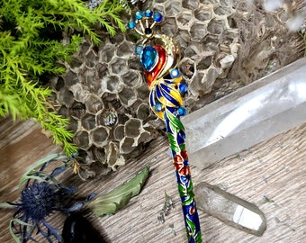 peacock, hair stick, hair accessories, hair pins, hair picks, gifts for her, ready to ship, boho chic, mothers day gift, graduation gift
