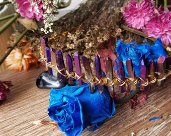 Festival Aura Quartz Amethyst Crystal Headband Crown - Etsy display picture 1