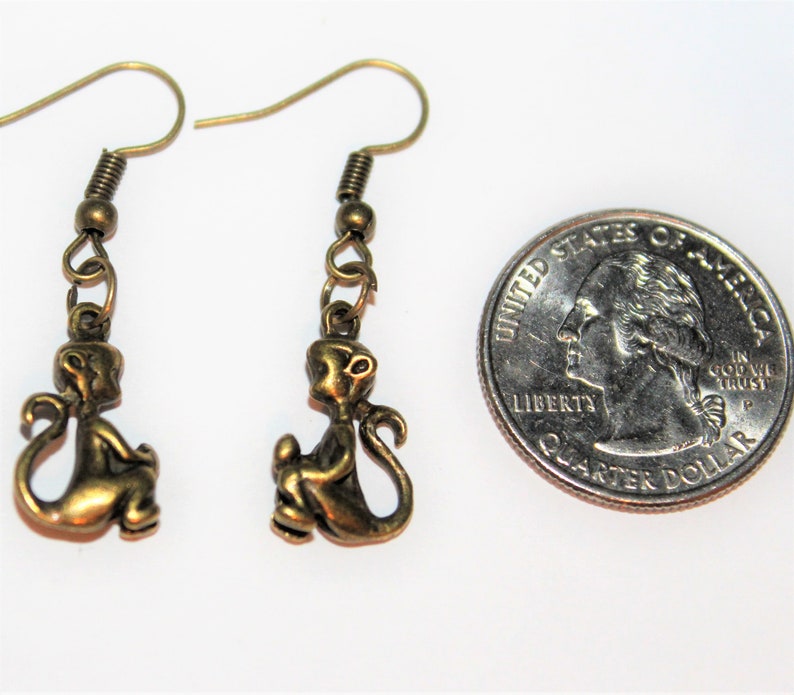 elephant earrings, monkey earrings, monkey jewelry, elephants, monkeys, bronze earrings, vintage bronze, elephant jewelry, gift for mom image 10