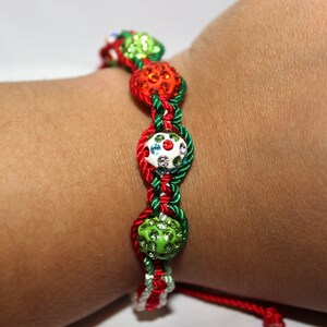 christmas bracelet, holiday jewelry, handmade, nylon bracelets, bracelets, shamballa beads, cyber monday, christmas gift, stocking stuffers