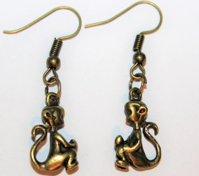 elephant earrings, monkey earrings, monkey jewelry, elephants, monkeys, bronze earrings, vintage bronze, elephant jewelry, gift for mom image 9