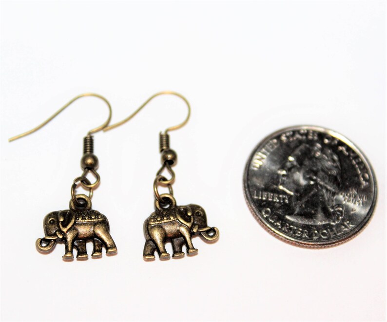 elephant earrings, monkey earrings, monkey jewelry, elephants, monkeys, bronze earrings, vintage bronze, elephant jewelry, gift for mom image 8