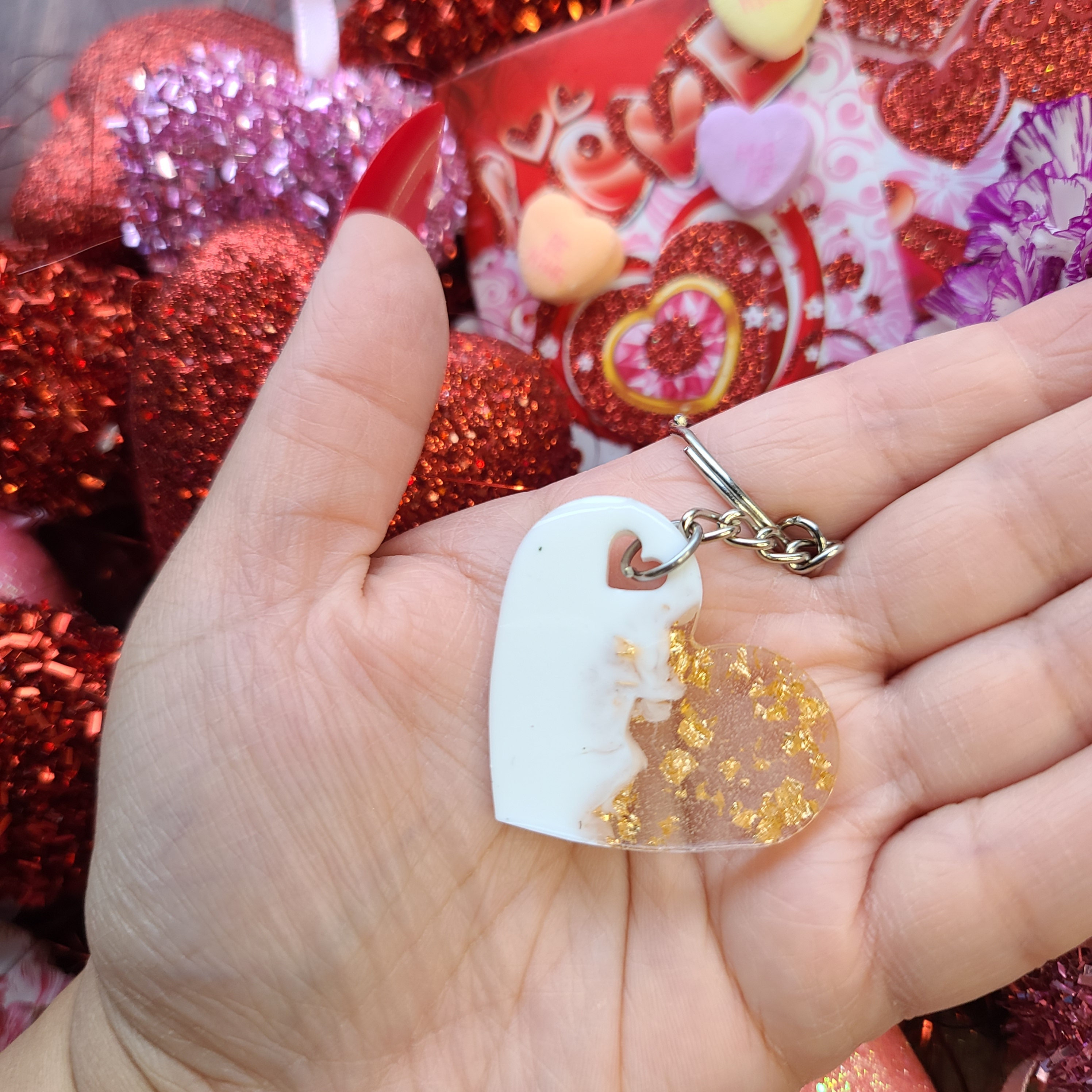 Heart Keychain, Resin Heart Keychain, Key Accessories