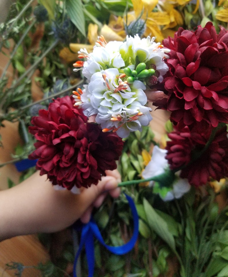 flowers, floral, floral headband, flower girl, bridal flower crown, crown of flowers, wedding hairpiece, bridal hairpiece, boho flower crown zdjęcie 3