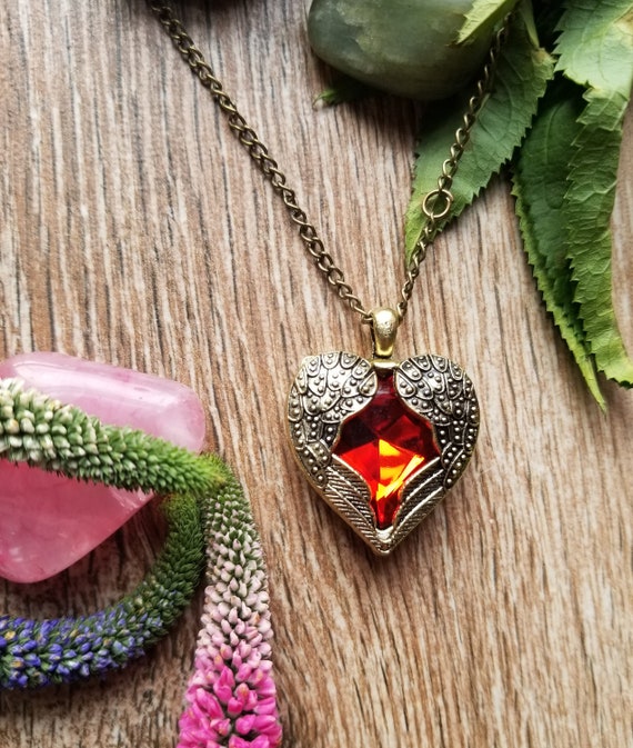 Bronze Heart Necklace Heart Pendant Bronze Necklace Antique