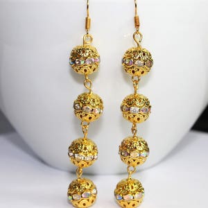 filigree earrings, rhinestone earrings, gilded earrings, gifts for her, gold drop earrings, mothers day, gift for mom, drop earrings