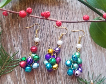 Jingle Bell Christmas Earrings, Festive Holiday Jewelry