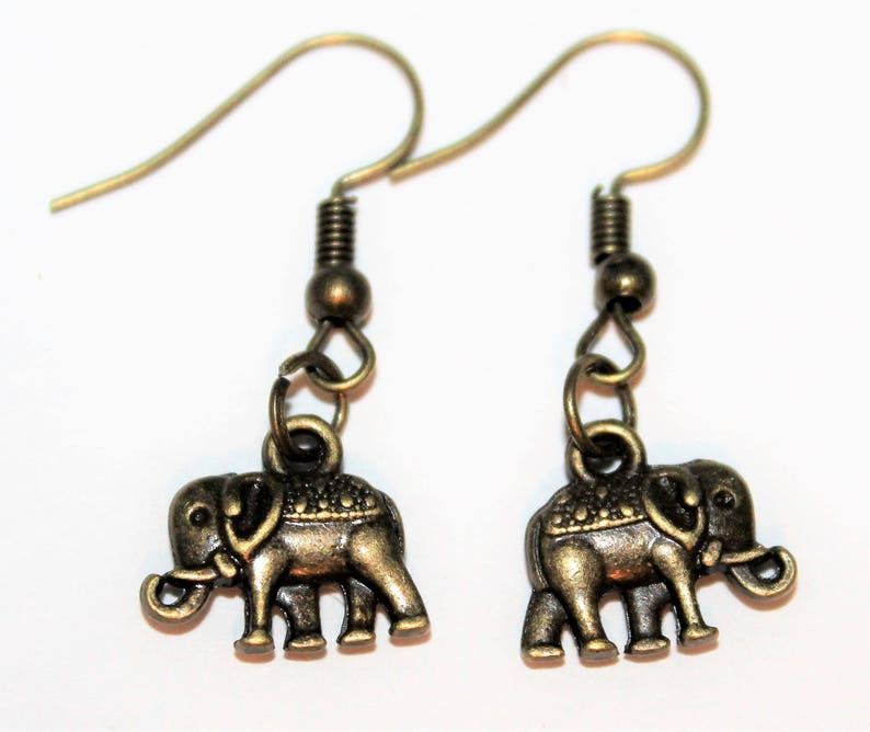 elephant earrings, monkey earrings, monkey jewelry, elephants, monkeys, bronze earrings, vintage bronze, elephant jewelry, gift for mom image 7