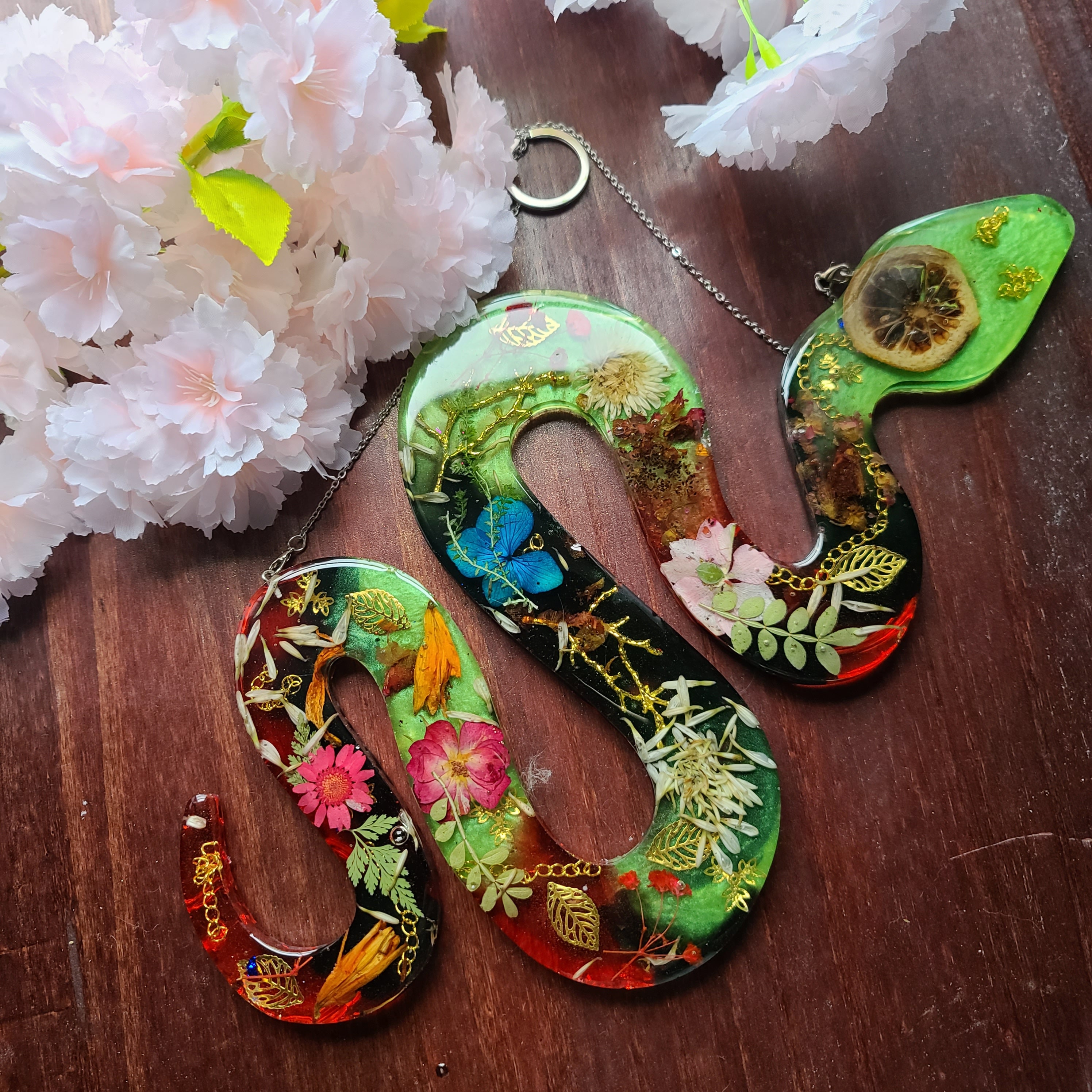 Epoxy Resin Snake Wall Art With Flowers and Charms - Etsy