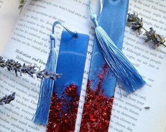 reading gift, resin bookmark, blue bookmarks, gifts, flowers, book lover,  bookmarks, gift for her, ready to ship, books, gift for mom