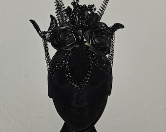 Tocado de astas florales para Halloween, corona para disfraz de bruja para cosplay