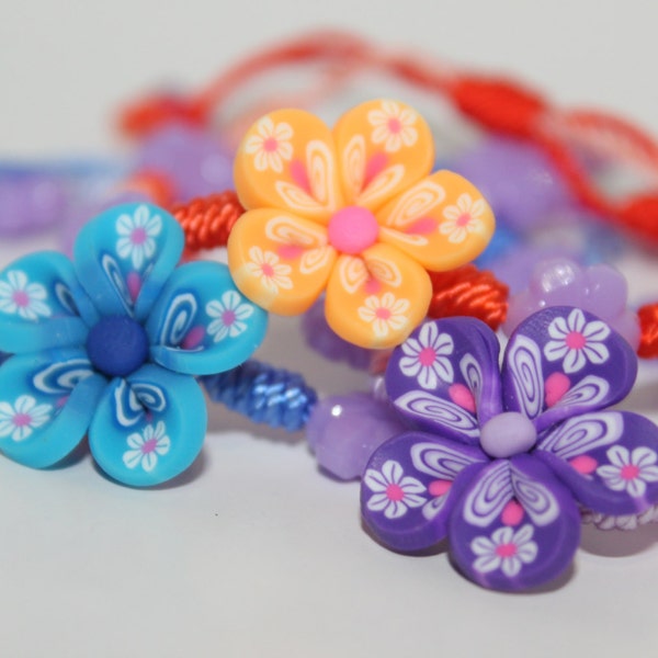 children's bracelets, teen jewelry, flower bracelets, bloom collection, polymer flowers, children's jewelry, fun jewelry, flowers, bohemian