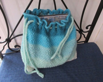 Blue Purse - Teal Drawstring Bag, Blue pocketbook , New Handmade drawstring bag,  Versatile and useable.