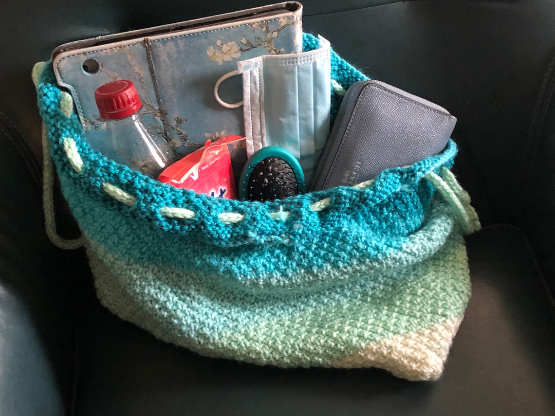 teal drawstring bag