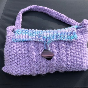 Lavender Purse,  Hand Bag,  Knitted Lined Handbag, Beautiful pocket book, Handmade purse