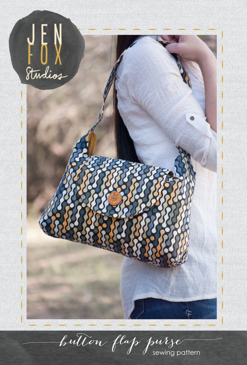 Button Flap Purse PDF Sewing Pattern by Jen Fox Studios Etsy