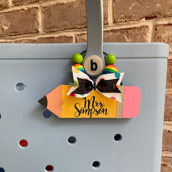 Teacher BOGG bag tag, Teacher BOGG Bag Charm, End of Year Teacher Appreciation, Bag Charm, Pencil BOGG Bag Tag, Personalized Teacher Gift