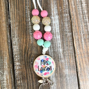 Personalized Beaded Lanyard, ID Badge Lanyard, Beaded Lanyard, Teacher Gift, Lilly Inspired Lanyard, Lilly Inspired, Teacher Appreciation