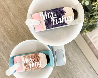 New Colors 2024, 40oz 30oz Tumbler Name Tag Personalized, Teacher Tumbler Name Plate, Pencil Tumbler, Teacher Gift, Pencil Tag