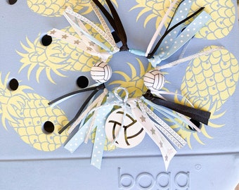 Volleyball BOGG bag tag, Personalized Volleyball Tag, Ribbon Volleyball Bag Tag, Bag Charm, Volleyball Mom, Coach Gift, Volleyball Coach