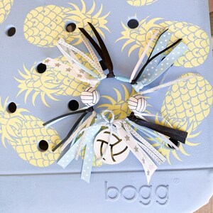 Volleyball BOGG bag tag, Personalized Volleyball Tag, Ribbon Volleyball Bag Tag, Bag Charm, Volleyball Mom, Coach Gift, Volleyball Coach