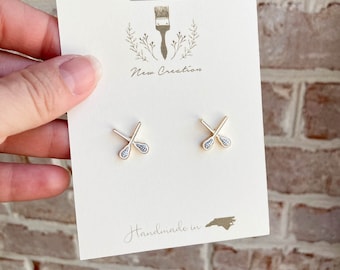 Lacrosse Studs, Lacrosse Earrings, Lacrosse Mom, Lacrosse Jewelry, Lacrosse Coach, Coach Gift, Sports Fan Studs