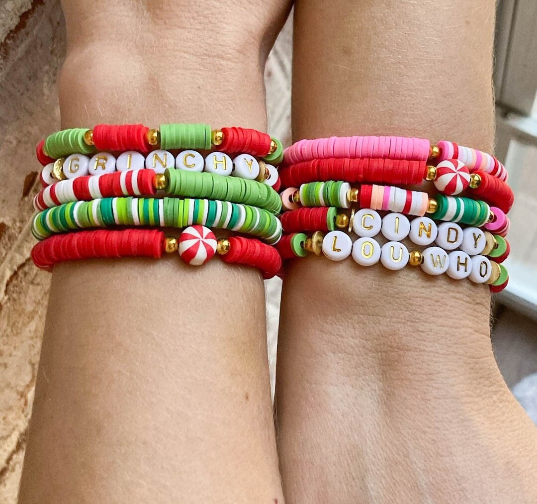 Christmas Grinch Heishi Bracelet Cindy Lou Who Bracelet Heishi
