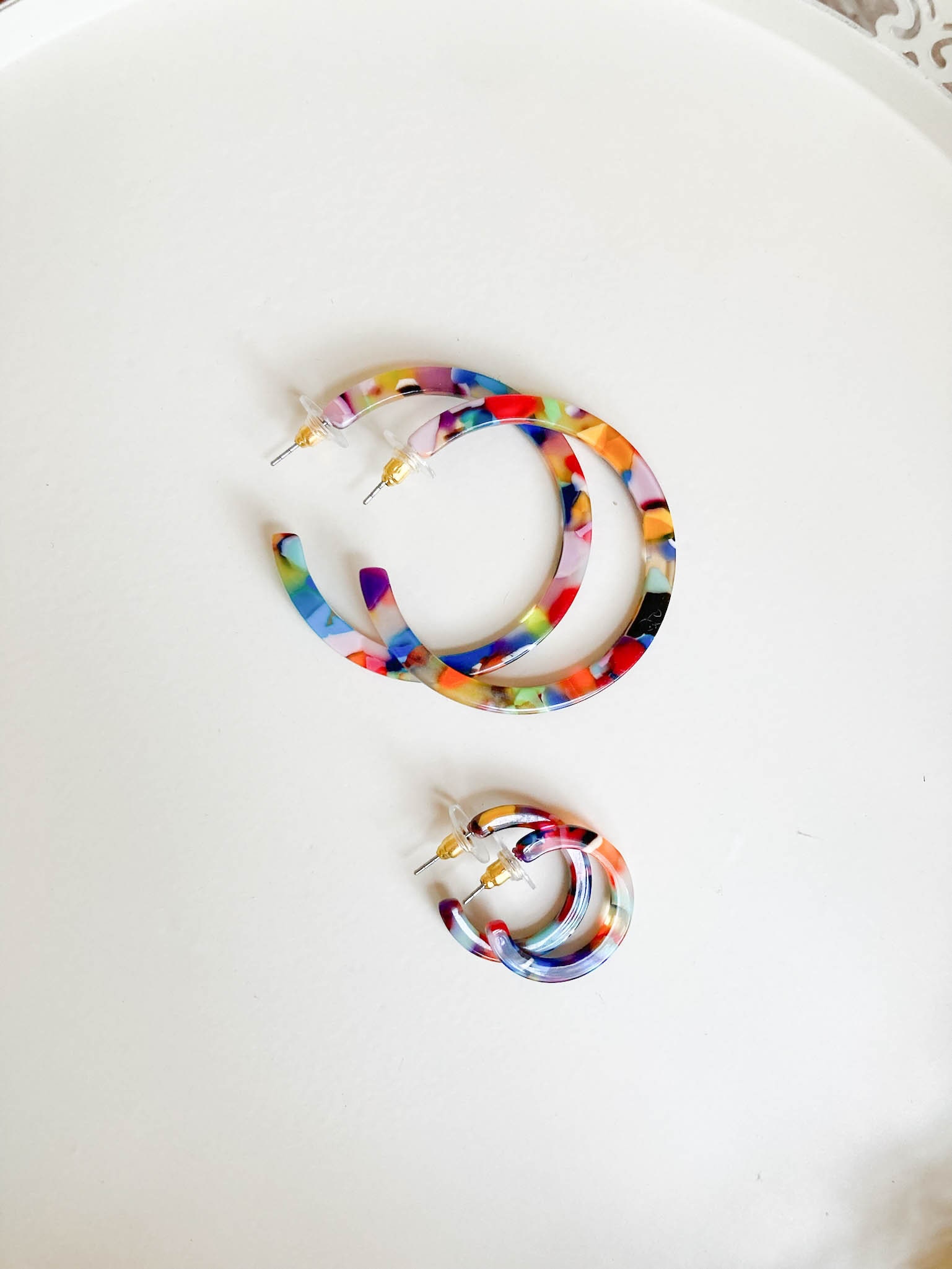 Acrylic Tortoise Shell Earrings, Multi Color Resin Hoop Earrings, Waterproof Hoops, Colorful Tortoise Hoops, 2 inch hoops, Summer Earrings