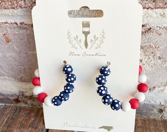 Flag Earrings, Hoop Earrings, Stars & Stripes (USA Flag), USA, American Flag, Fourth of July, Patriotic, Red White Blue