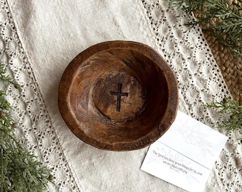 Custom Engraved Hand Carved Wood Bowl, Prayer Bowl, Christian Gift, Prayer, Wood Ring Bowl, Engraved Bowl, Gratitude Bowl, Wedding Gift