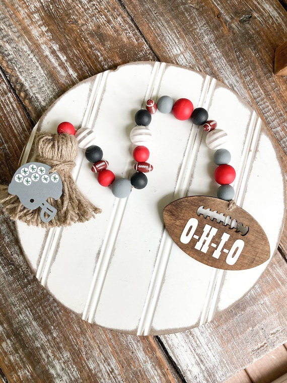 Football Bead Garland, Fall Decor, Tiered Tray Decor, Football Decor, Tailgate Party, Beaded Garland, Ohio State Football Decor, Dorm Decor