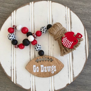 Football Bead Garland, Go Dawgs, Tiered Tray Decor, Football Decor, Tailgate Party, Beaded Garland, Georgia Football Decor, Dorm Decor