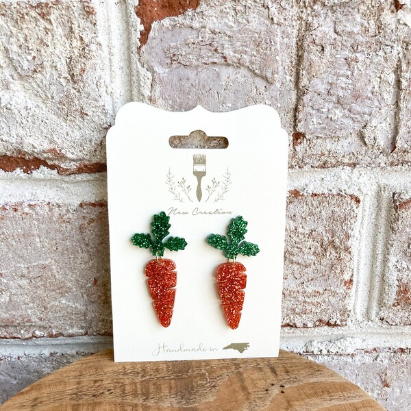 Easter Earrings, Spring Earrings, Statement Earrings, Glitter Earrings, Easter Bunny Earrings, Easter Carrot Earrings, Easter Basket Stuffer