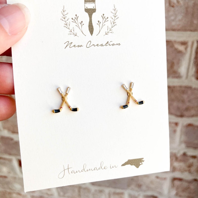Hockey Studs, Hockey Earrings, Hockey Mom, Hockey Jewelry, Hockey Coach, Coach Gift, Sports Fan Studs, NHL Studs, NHL Jewelry