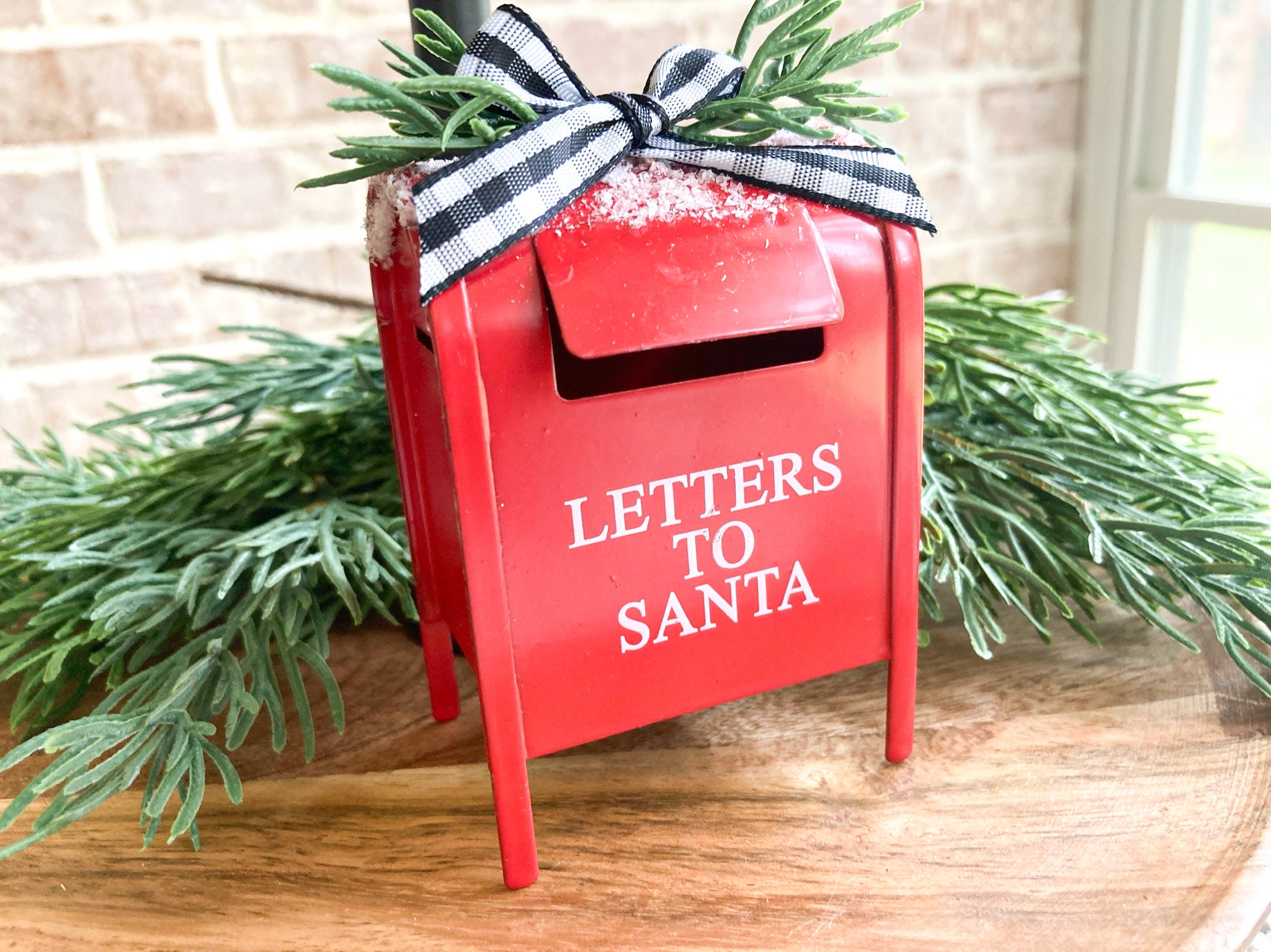 Red Christmas Tiered Tray Mailbox, Christmas Tiered Tray Decor, Letters to Santa Mailbox