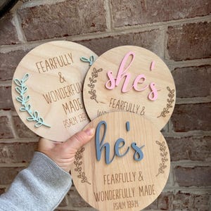 Birth Stats Announcement Sign, Gender NeutralAnnouncement sign, Engraved Baby Sign, Newborn Photo Prop, Christian Baby Sign,Wonderfully Made