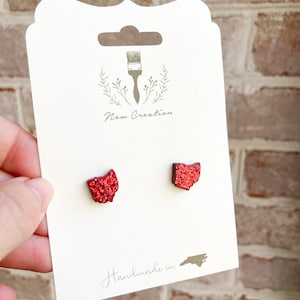 Ohio Earrings, OSU Earrings, Football Studs, Football Earrings, Football Mom, Football Jewelry, Buckeye Studs, Football Gift
