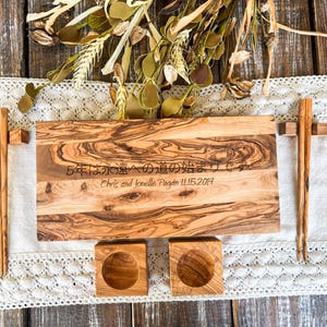 Sushi Plate Set, Sushi Serving Set for 2, Wooden Chopstick Sushi Platter, Wood Sushi Board, Sushi Board Wedding Gift, Personalized Gift