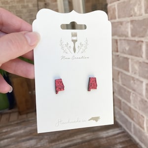 Alabama Earrings, Roll Tide Earrings, Football Studs, Football Earrings, Roll Tide, Football Jewelry, Crimson Tide Studs, Football Gift