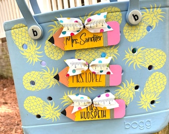 Teacher BOGG bag tag, Teacher BOGG Bag Charm, End of Year Teacher Appreciation, Bogg Bits, Pencil BOGG Bag Tag, Personalized Teacher Gift