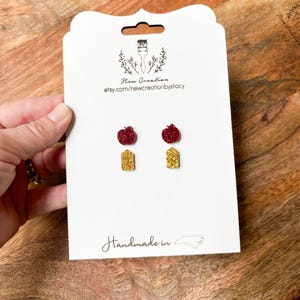Pencil Earrings, Apple Earrings, Back to School Earrings, Teacher Appreciation, Teacher Gift, Student Teacher,Teacher Earrings,School Spirit