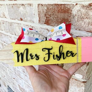 Personalized Teacher Desk Sign, Pencil Desk Sign, Giant Pencil Desk Name Plate, Teacher Name Sign, Teacher Gift, Personalized Pencil