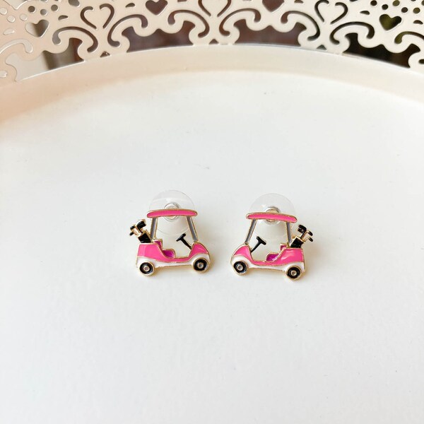 Golf Studs, Golf Earrings, Golf Cart Studs, Retirement Gift, LGA Gift, LGA, Ladies Golf Gift