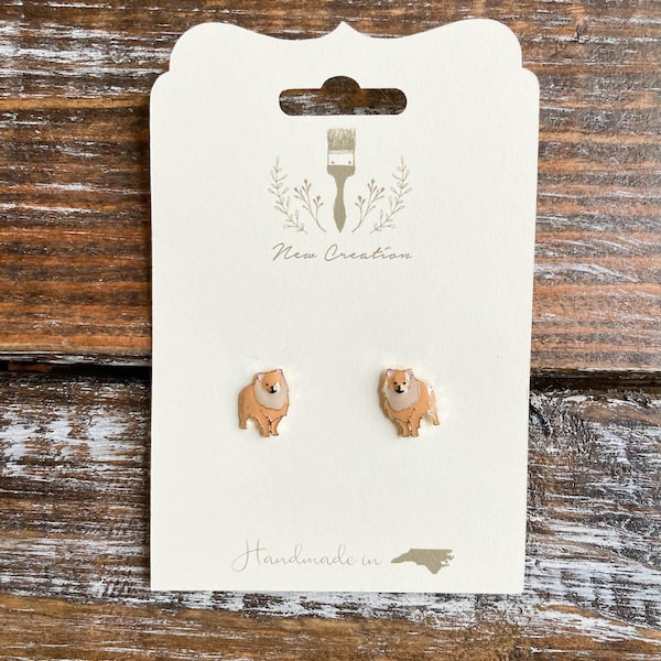 Pomeranian Earrings, Pomeranian Studs, Pomeranian Jewelry, Dog Stud Earrings, Puppy Earrings, Dog Lover Gift, Dog Mom, Vet Gift