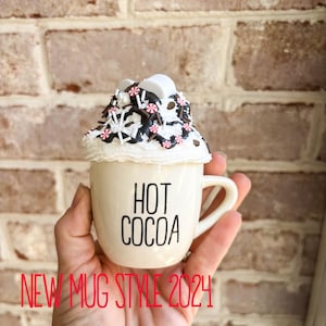 Fake Hot Chocolate, Faux Hot Cocoa, Fake Hot Chocolate with Peppermints, Coffee Bar Decor, Hot Cocoa Bar Decor, Tiered Tray Decor, Mini Mug