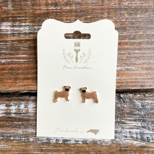 Pug Earrings, Pug Studs, Pug Jewelry, Dog Stud Earrings, Puppy Earrings, Dog Lover Gift, Dog Mom, Vet Gift