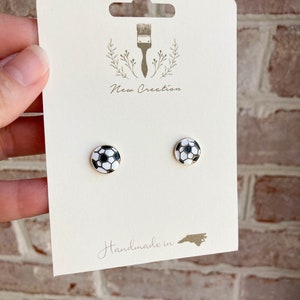 Soccer Studs, Soccer Earrings, Personalized Soccer Earrings, Soccer Mom, Soccer Jewelry, Soccer Gift, Enameled Soccer Studs, Coach Gift
