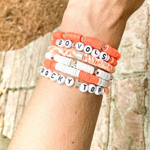 Tennessee Vols Heishi Stack Bracelets, Go Vols Heishi, University of TennesseeHeishi Bracelets, College Stack Bracelets, Grad Gift, Game Day
