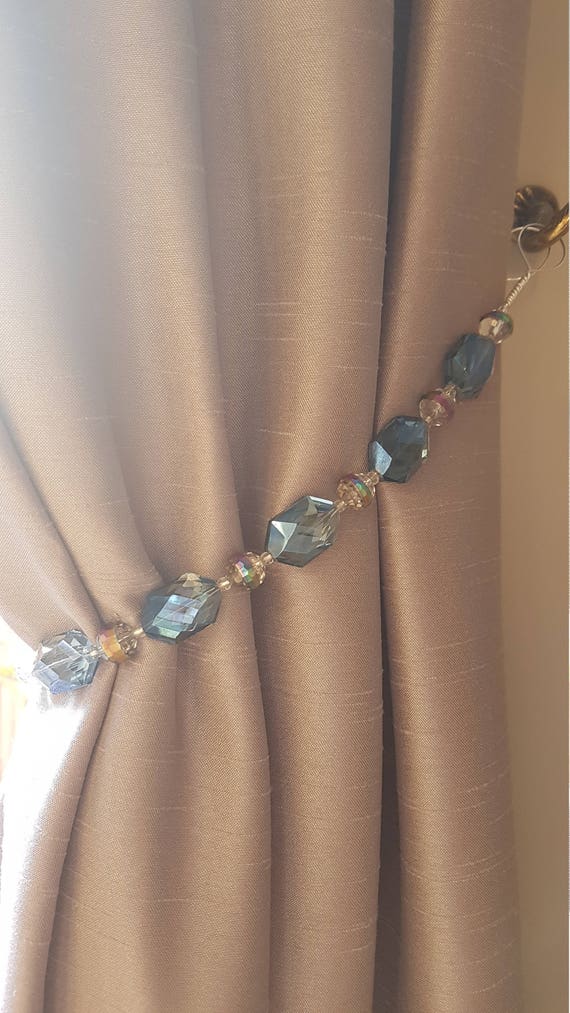 Beaded Drapery Tie Back With Blue Jewel Tone Beads On Etsy
