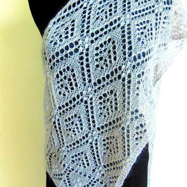 Gray soft lace shawl, Estonian lace shawl, shawl with nupps, merino mohair lace shawl, MADE to ORDER